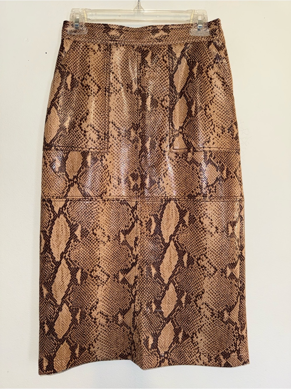 Anthropologie Current Air Orly Faux Snake Pencil Skirt Brown Sz 2